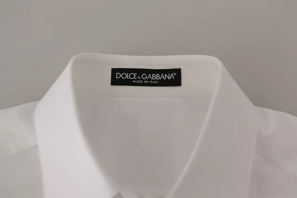 Camisa formal con cuello de algodón blanco de Dolce &amp; Gabbana