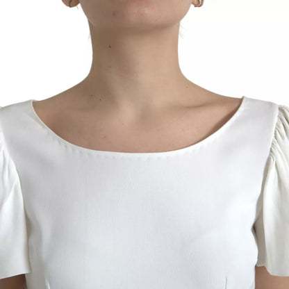 Top de viscosa blanca con cuello redondo y mangas cortas de Dolce &amp; Gabbana