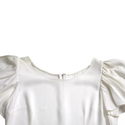 Top de viscosa blanca con cuello redondo y mangas cortas de Dolce &amp; Gabbana