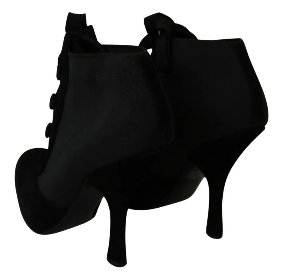 Dolce & Gabbana Black Suede Stretch Ankle Boots Booties Shoes