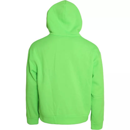 Dolce &amp; Gabbana Neon Grön Logo Pullover Tröja med huva