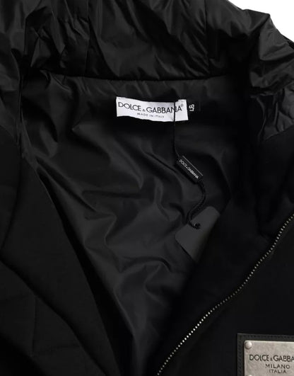 Chaqueta bomber con capucha y logotipo de algodón negro de Dolce &amp; Gabbana para hombre