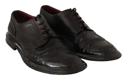 Zapatos de vestir Oxford con diseño brogue de cuero negro de Dolce &amp; Gabbana