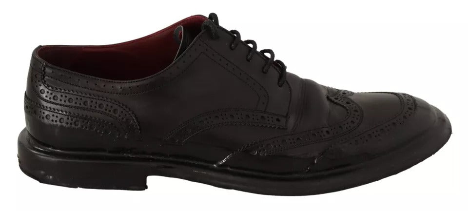 Zapatos de vestir Oxford con diseño brogue de cuero negro de Dolce &amp; Gabbana