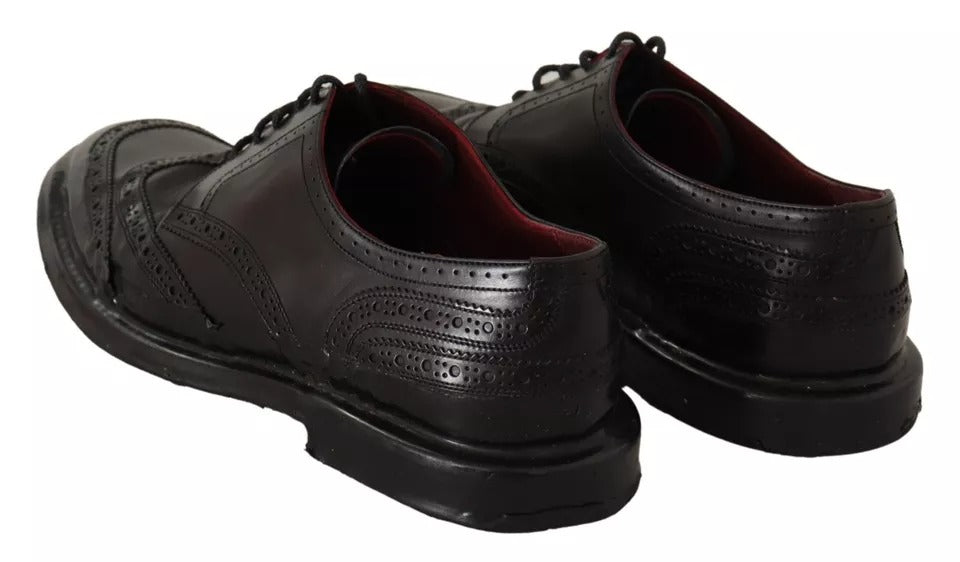 Zapatos de vestir Oxford con diseño brogue de cuero negro de Dolce &amp; Gabbana