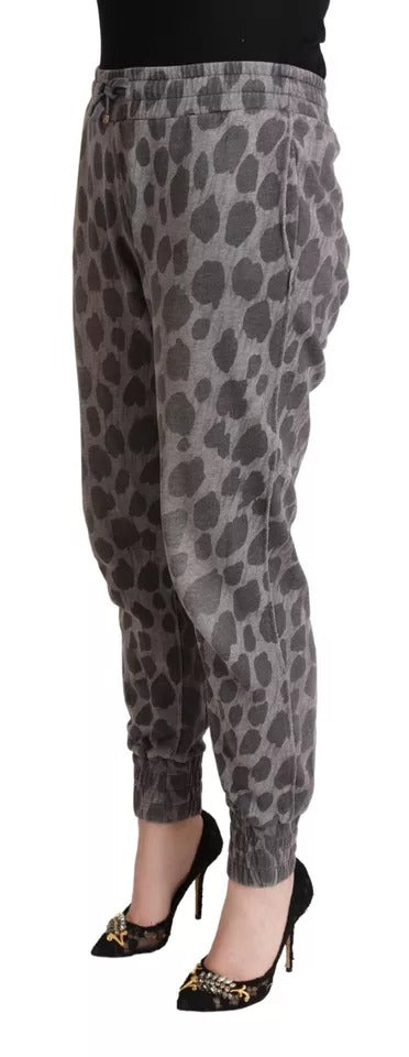 Pantalones deportivos con estampado de leopardo en gris de Dolce &amp; Gabbana