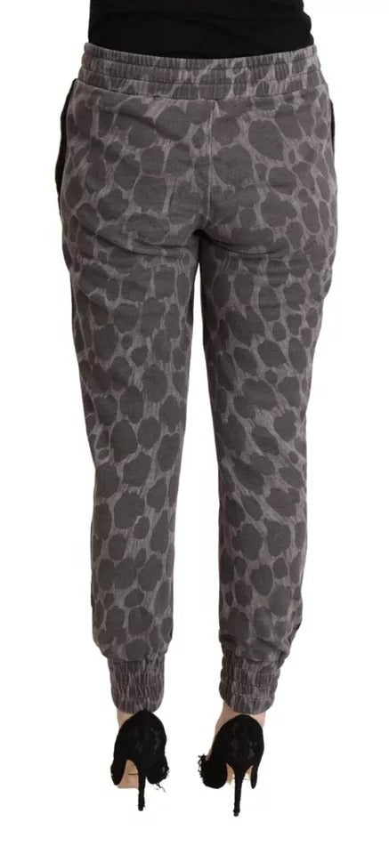 Pantalones deportivos con estampado de leopardo en gris de Dolce &amp; Gabbana