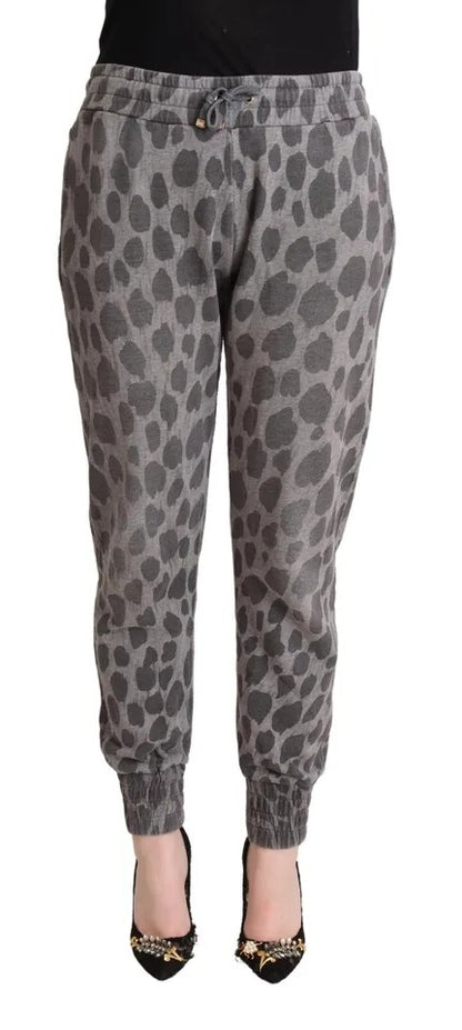 Pantalones deportivos con estampado de leopardo en gris de Dolce &amp; Gabbana