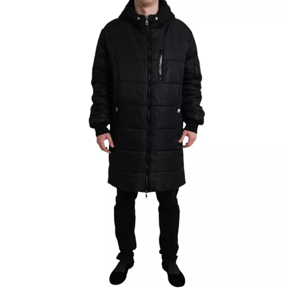 Parka con capucha de nailon negra de Dolce &amp; Gabbana para invierno