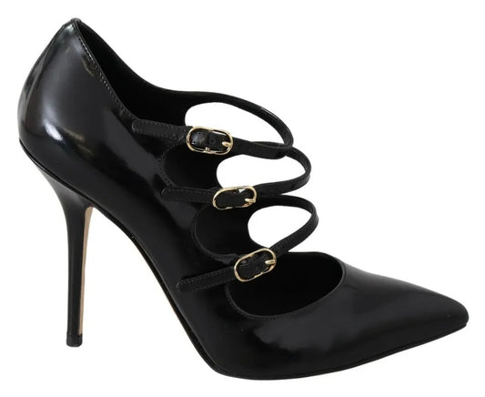 Dolce &amp; Gabbana svart läder ankelrem Heels Pumps Skor