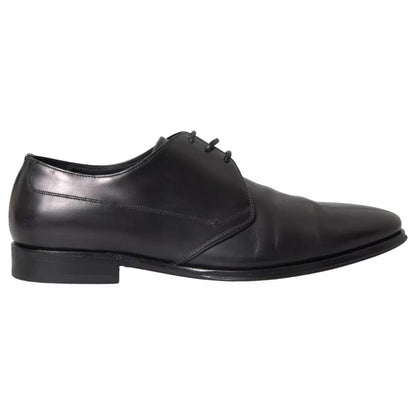 Zapatos de vestir formales Derby de cuero negro de Dolce &amp; Gabbana para hombre