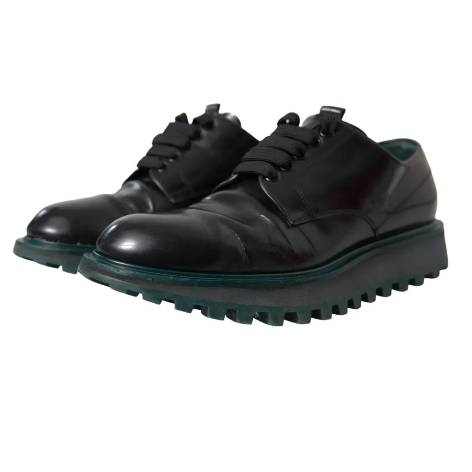 Dolce & Gabbana Black Leather Derby Formal Dress Shoes