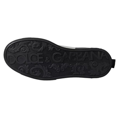 Dolce &amp; Gabbana Black Silver Logo Mid Top Herr Sneakers Skor