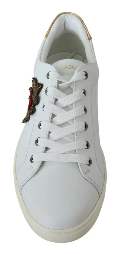 Dolce &amp; Gabbana White Leather Heart Low Top Sneakers Herrskor