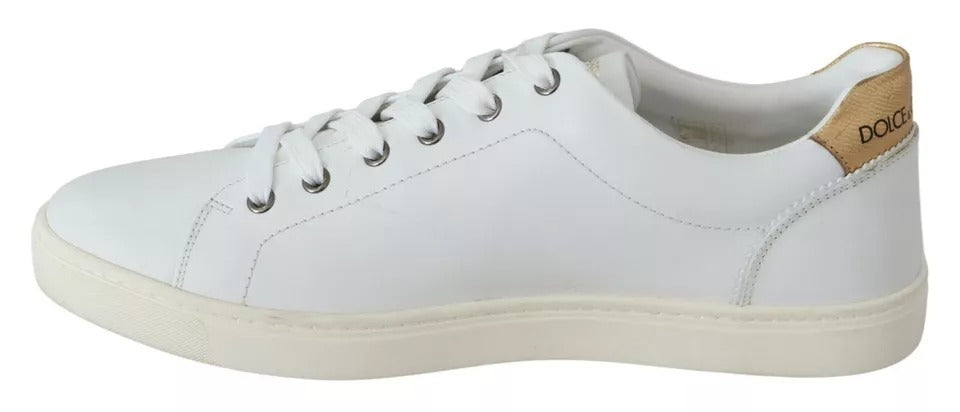 Dolce &amp; Gabbana White Leather Heart Low Top Sneakers Herrskor