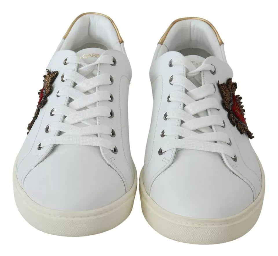 Dolce &amp; Gabbana White Leather Heart Low Top Sneakers Herrskor