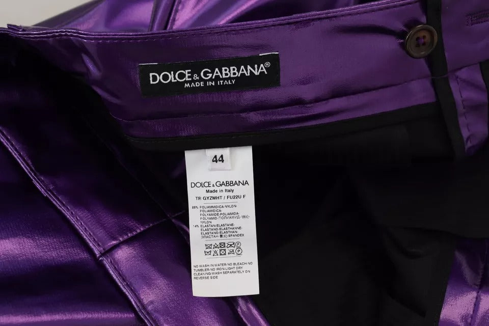 Dolce &amp; Gabbana Purple Shining Men Casual Byxor