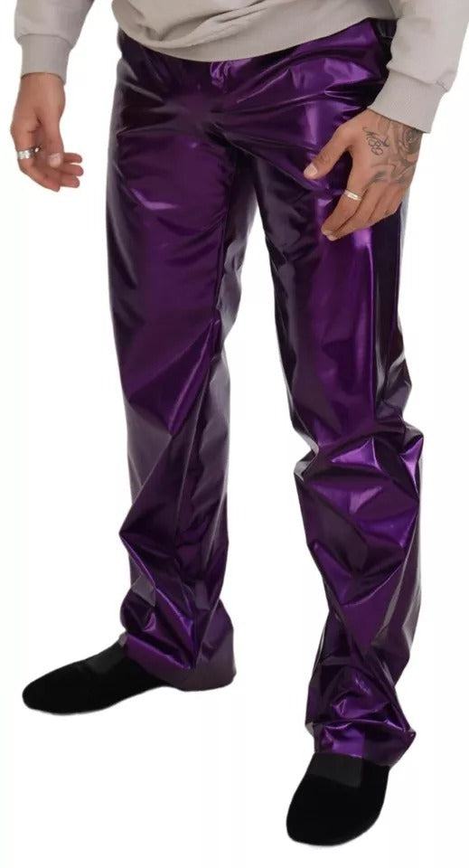 Dolce &amp; Gabbana Purple Shining Men Casual Byxor