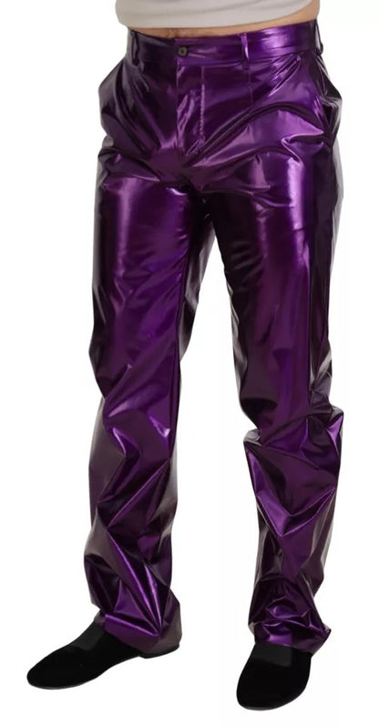 Dolce &amp; Gabbana Purple Shining Men Casual Byxor