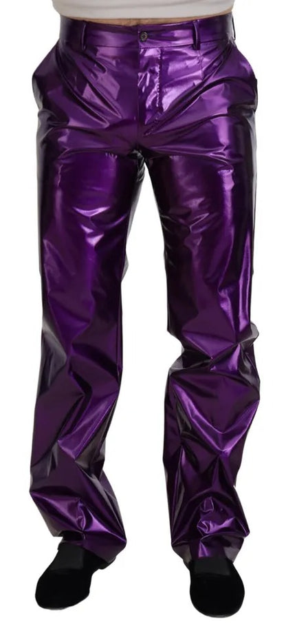 Dolce &amp; Gabbana Purple Shining Men Casual Byxor