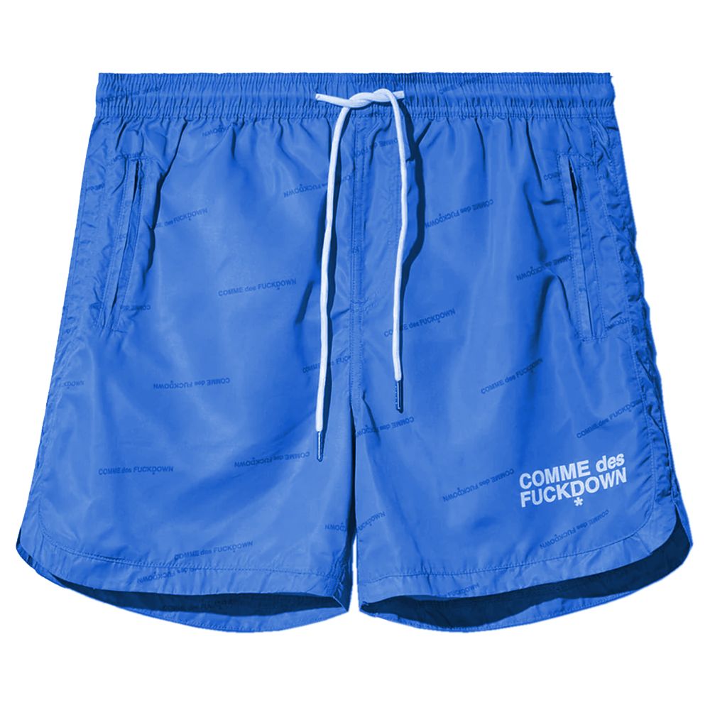 Comme Des Fuckdown Blue Polyester Men's Swimwear Short