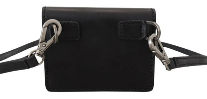 Dolce &amp; Gabbana Black Leather Bifold Shoulder Sling Damplånbok