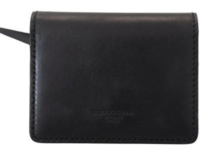 Dolce &amp; Gabbana Black Leather Bifold Shoulder Sling Damplånbok