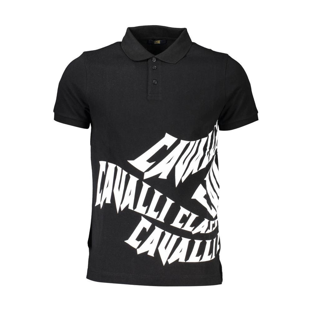 Cavalli Class Black Cotton Pikétröja för män