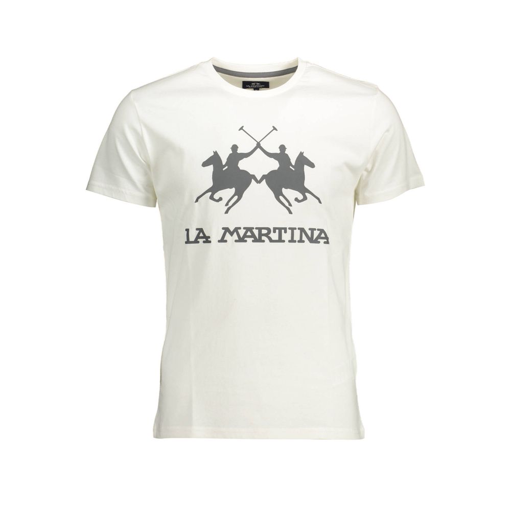 La Martina Elegant White Cotton Crew Neck Tee