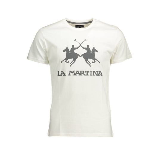 La Martina Elegant White Cotton Crew Neck Tee