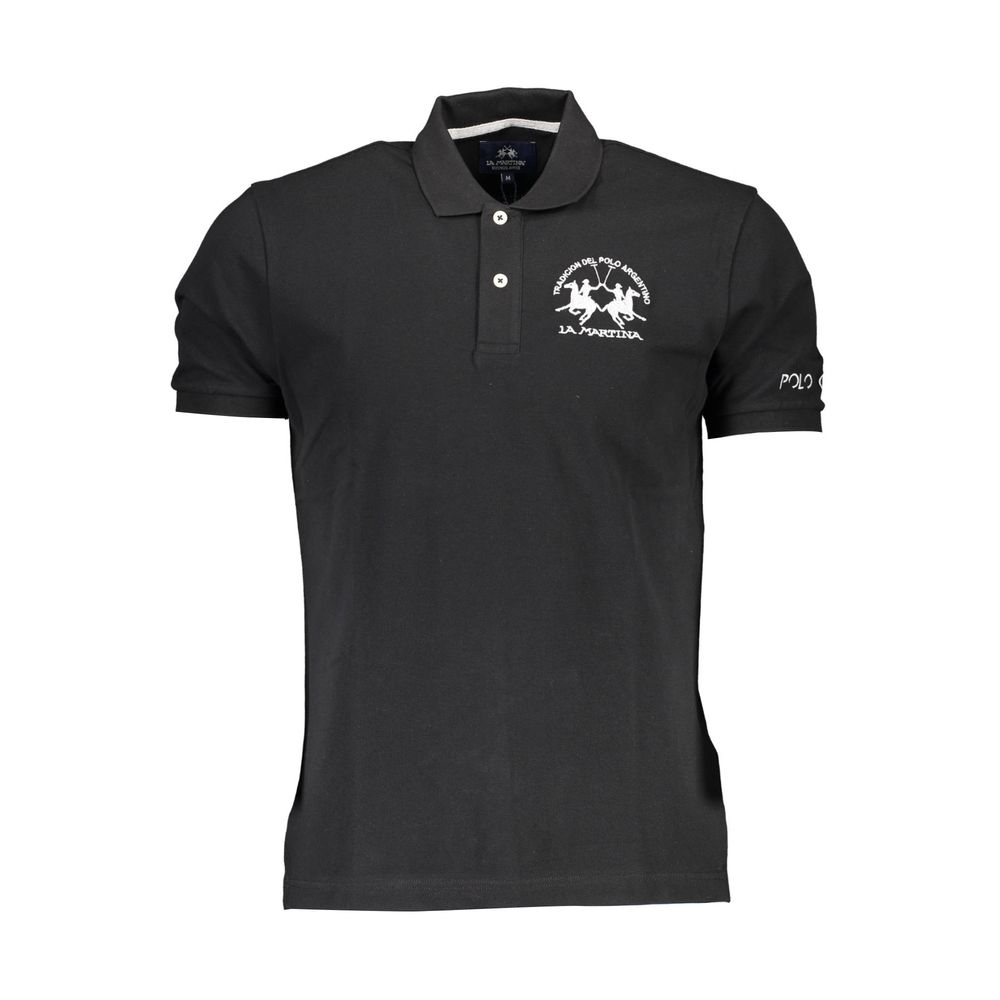 Polo de algodón negro para hombre La Martina