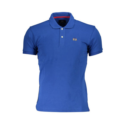 La Martina Blue Cotton Men Polo Shirt