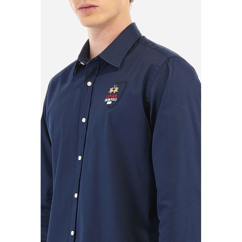 La Martina Blue Cotton Men Shirt