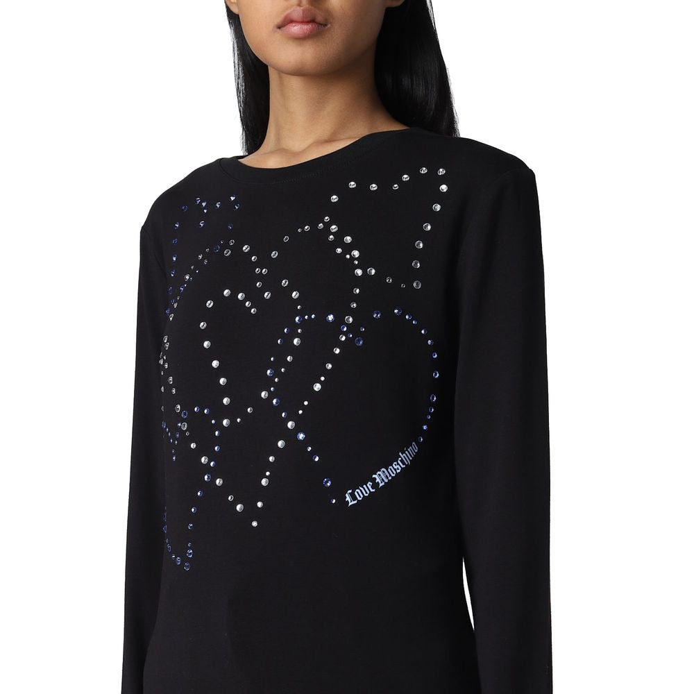 Camiseta de algodón con adornos de corazón y diamantes de imitación de Love Moschino