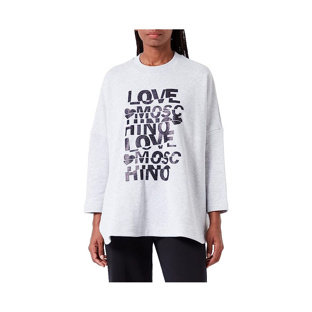 Love Moschino Glittered Cotton Oversized Sweatshirt - Grå