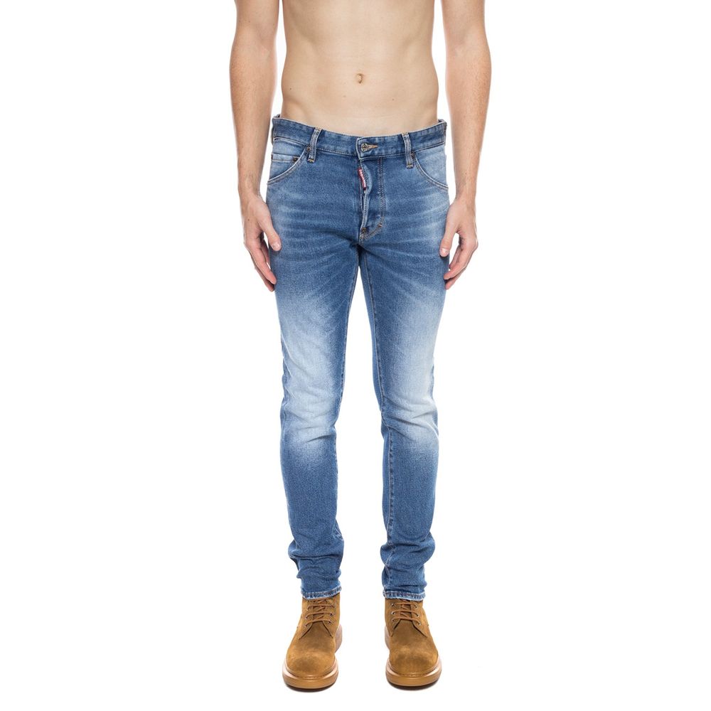 Dsquared² Blue Cotton Distressed Jean för män