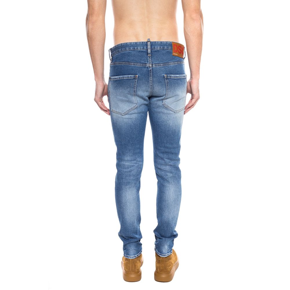 Dsquared² Blue Cotton Distressed Jean för män