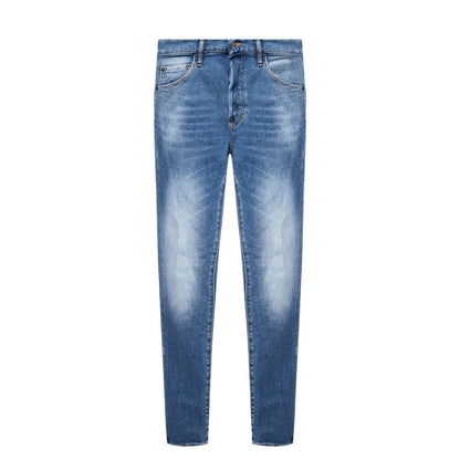 Dsquared² Blue Cotton Distressed Jean för män