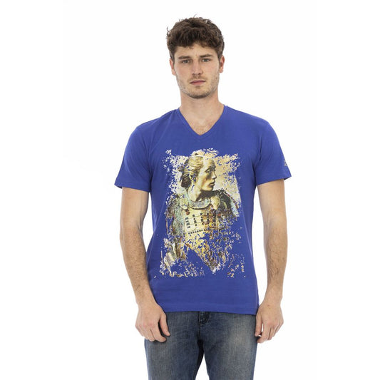 Camiseta de algodón azul Trussardi Action para hombre