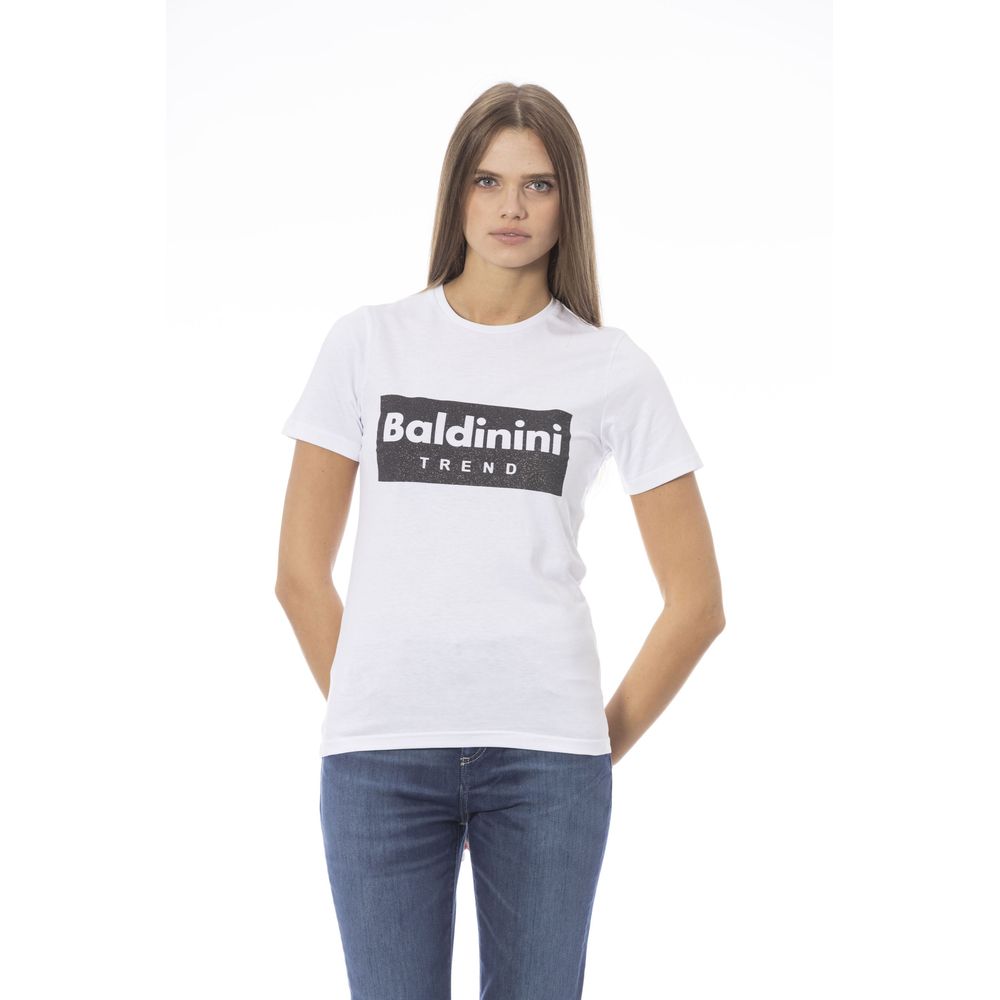 Camiseta de algodón blanca para mujer Baldinini Trend