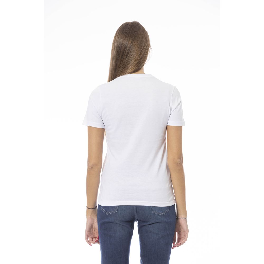 Camiseta de algodón blanca para mujer Baldinini Trend