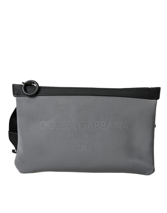 Dolce &amp; Gabbana grå neoprenlogotyp Dragkedja i midjan Fanny Pack Bältesväska