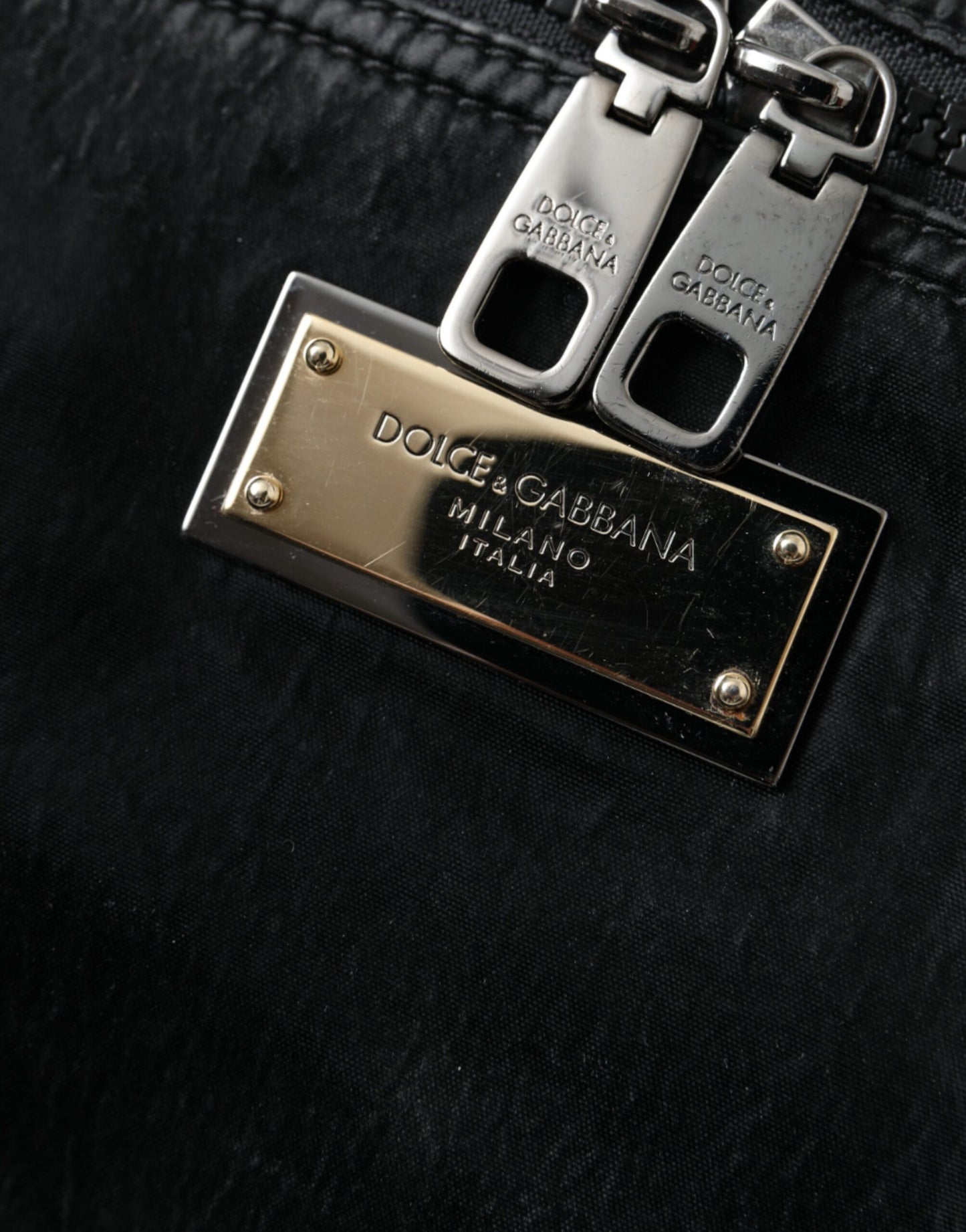 Dolce &amp; Gabbana Svart Nylon Logotyp Plaque Bälte Fanny Pack Väska