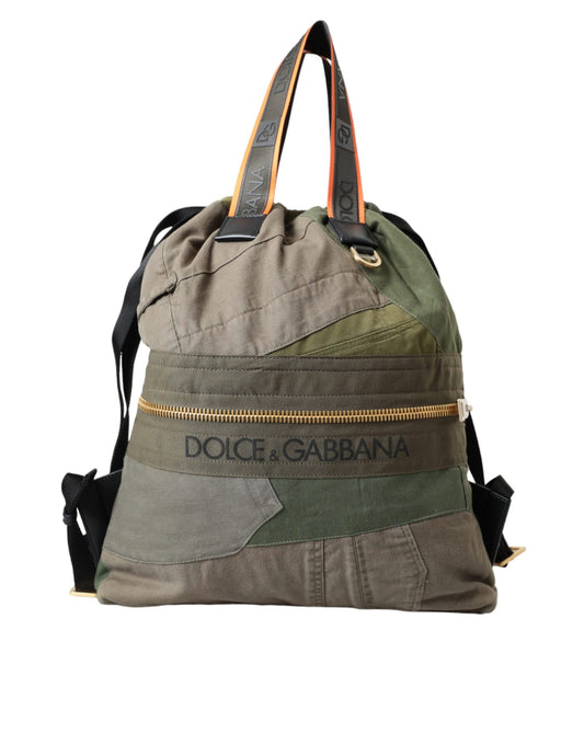 Dolce &amp; Gabbana Military Green Patchwork Ryggsäck Ryggsäck Bag