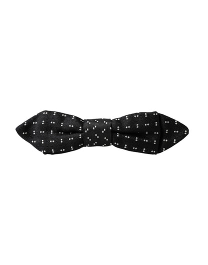 Pajarita Papillon de seda negra con cuello ajustable y estampado para hombre de Dolce &amp; Gabbana