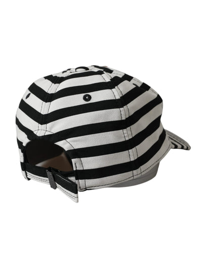 Dolce &amp; Gabbana Black White Stripe Amore Heart Applique baseballhatt