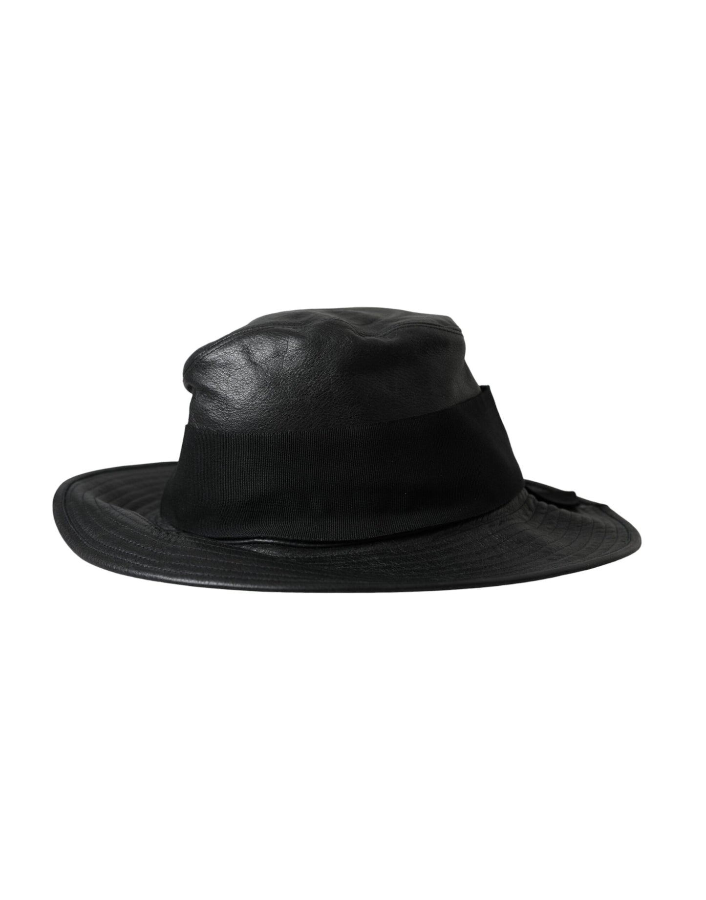 Sombrero de ala ancha con cristales y monedas DG de cuero negro de Dolce &amp; Gabbana