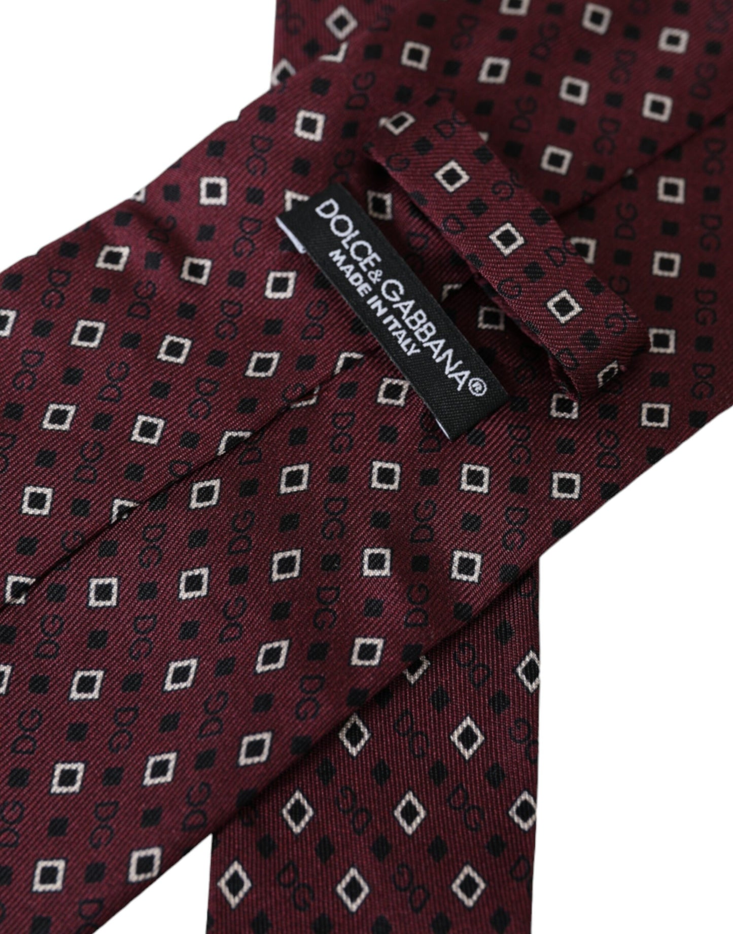 Dolce &amp; Gabbana Maroon Silk Logotyp Justerbar slips för män