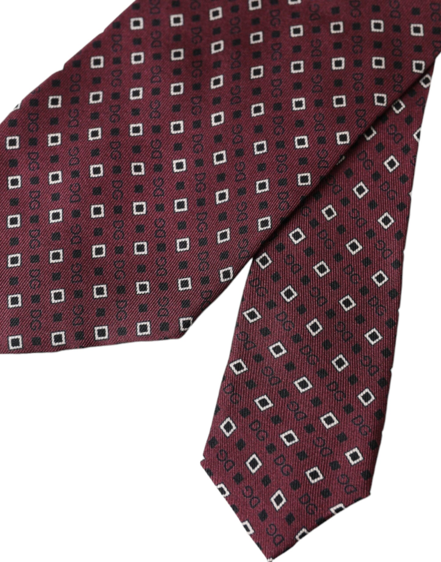 Dolce &amp; Gabbana Maroon Silk Logotyp Justerbar slips för män