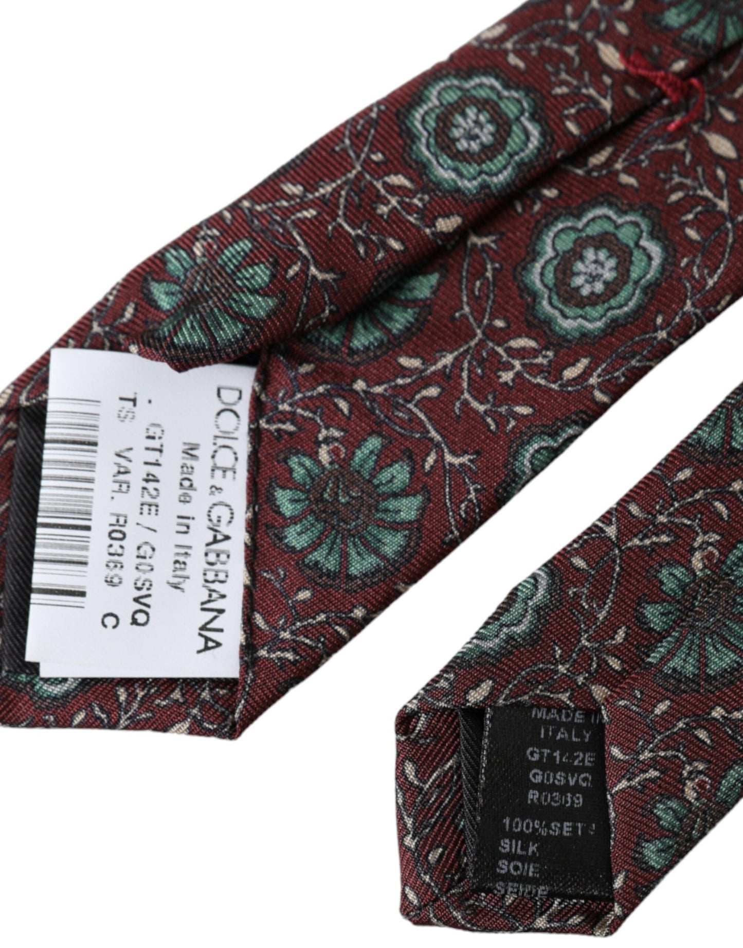 Dolce &amp; Gabbana Maroon Floral 100 % siden justerbar slips för män